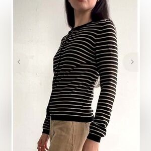 Ralph Lauren Striped Silk Blend Button Down Cardigan